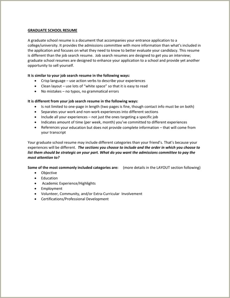 Are Resumes Required For Grad School