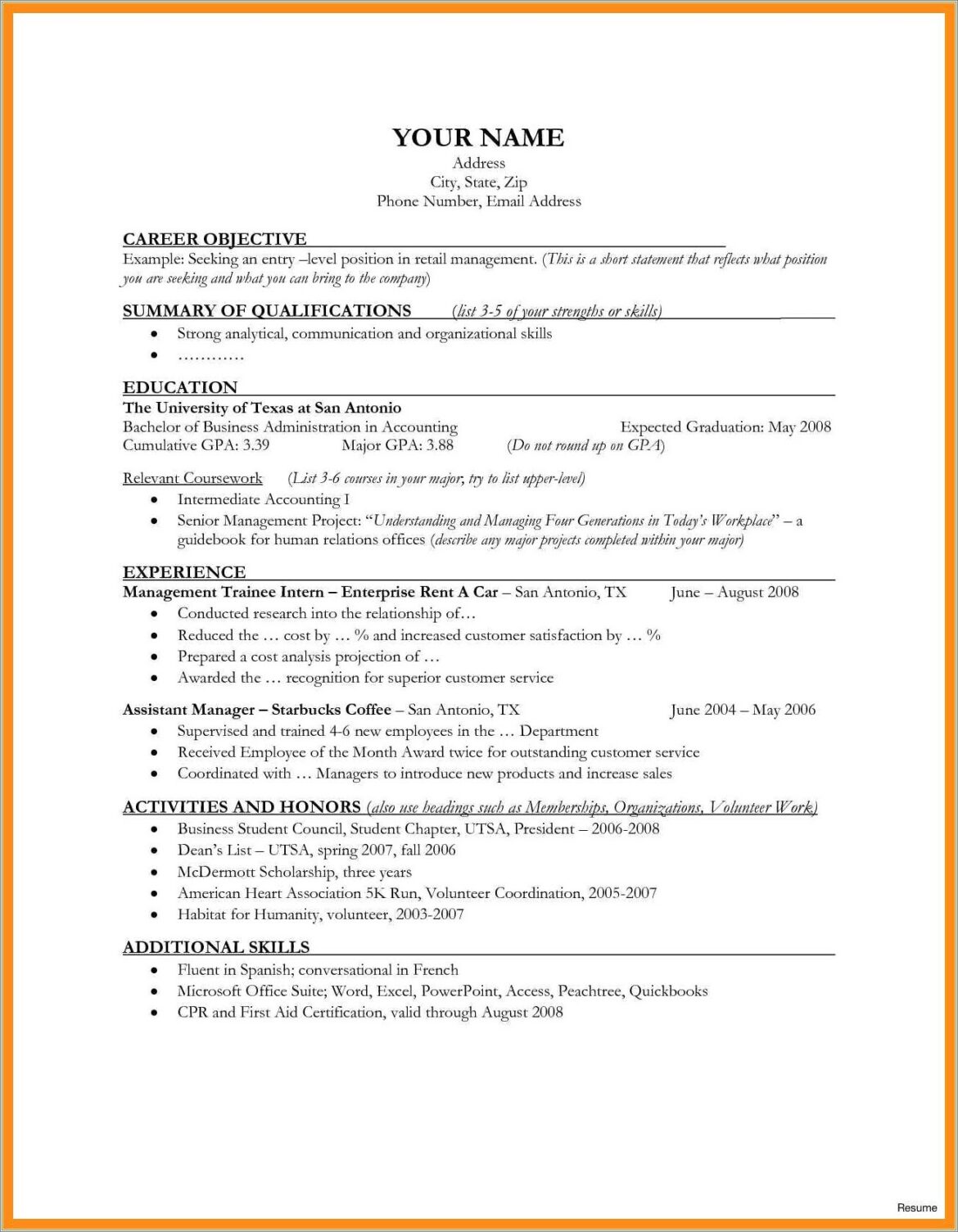 Assistant Automotive Service Manager Job Resume