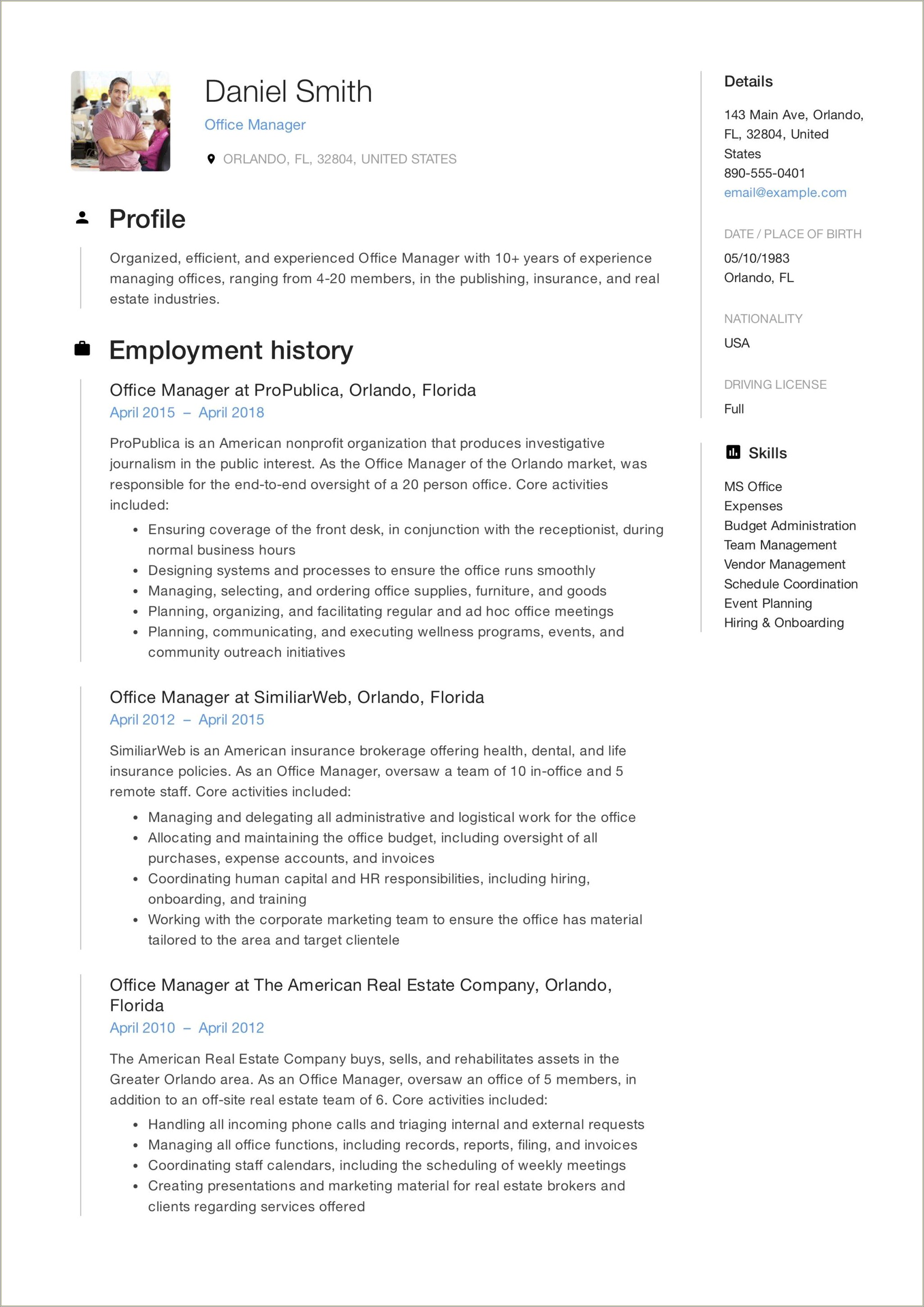 Assistant Front Office Manager Resume Sample