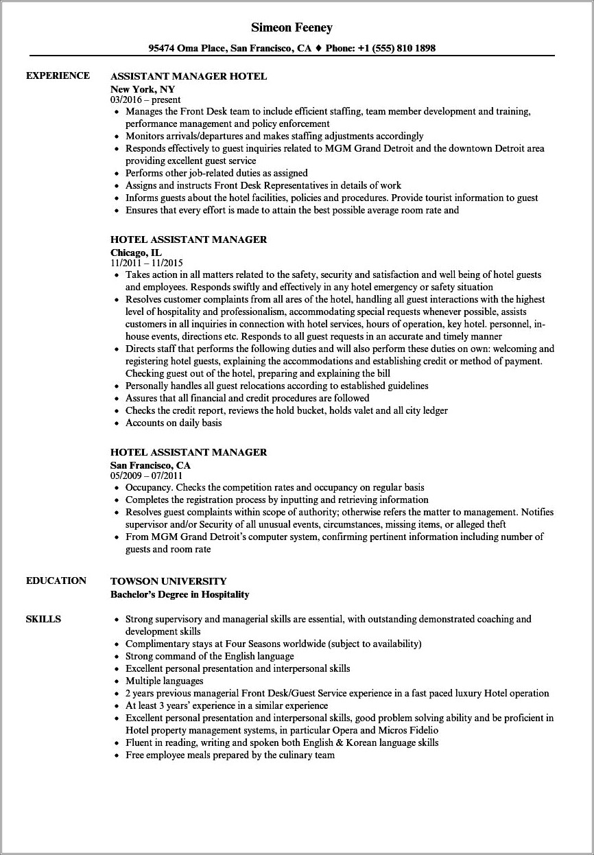 Assistant Manager Accounts Job Description Resume