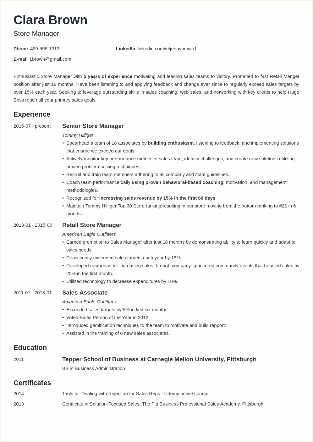 Assistant Manager Fashion Retail Sample Resume
