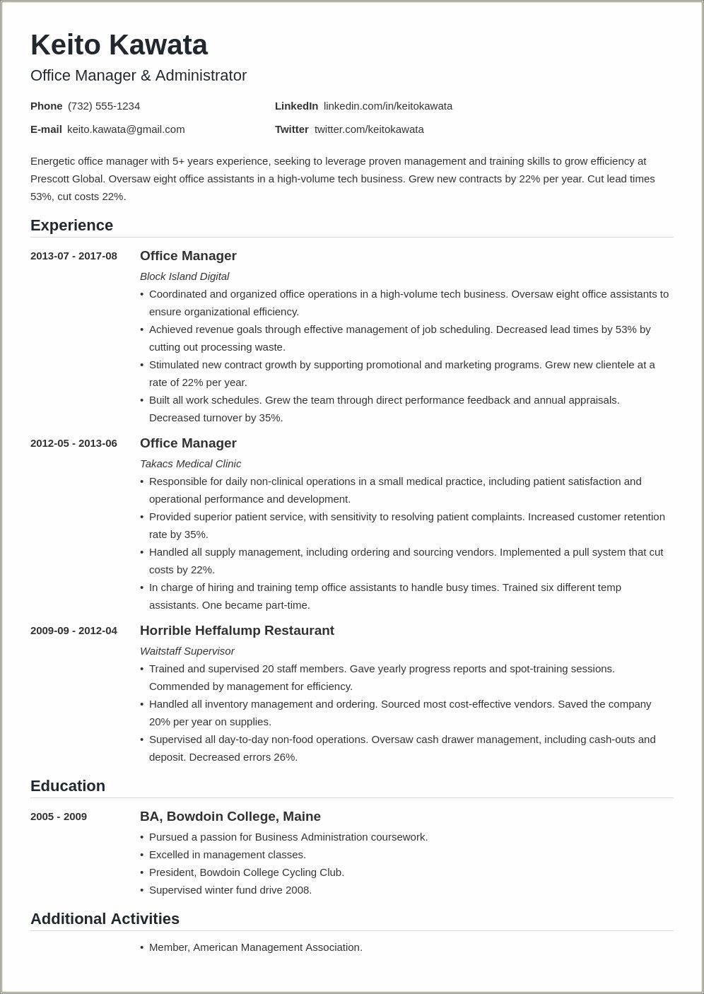Assistant Office Manager Job Duties Resume