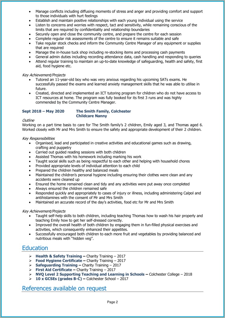Assistant Teacher Skills And Abilities Resume