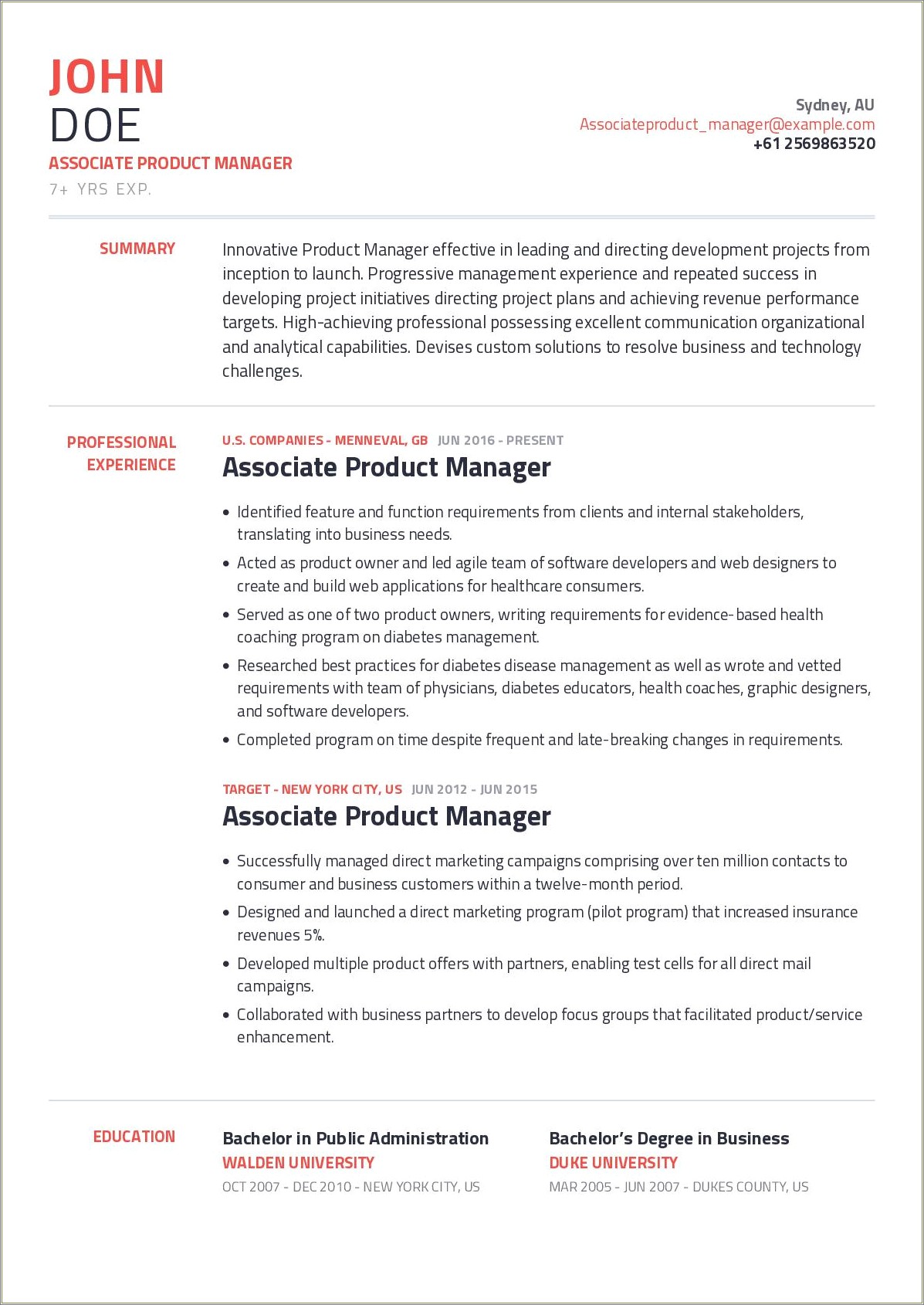 Associate For Administrative Services Manager Resume Sample