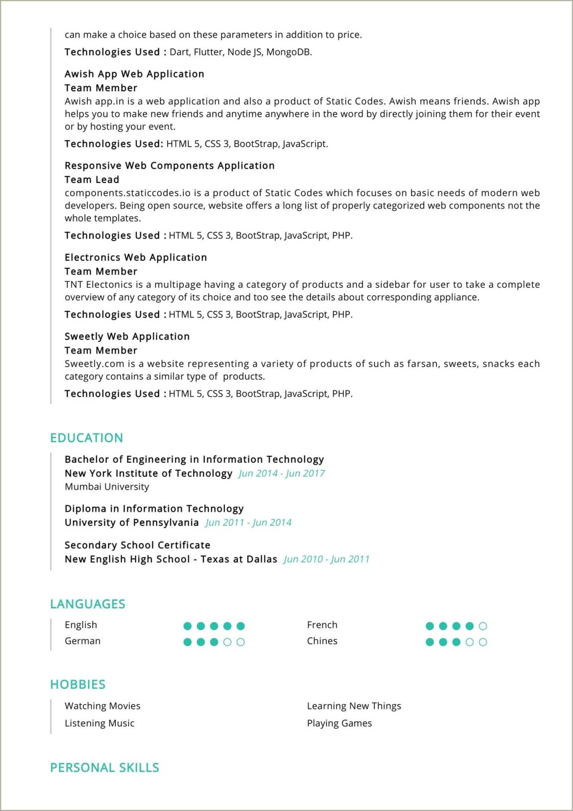 Associate In Information Technology Resume Sample