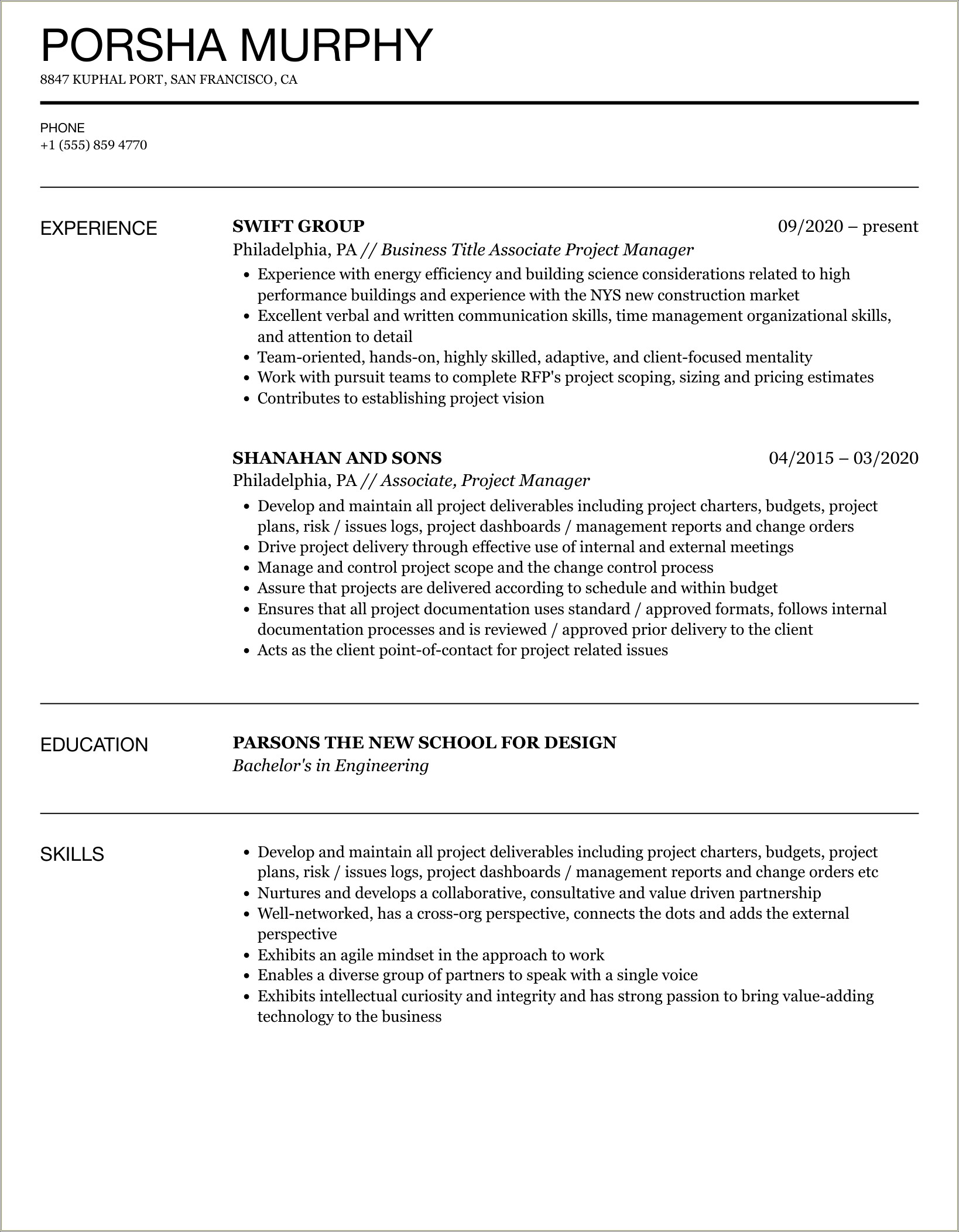 Associate Project Manager Market Research Resume Experience