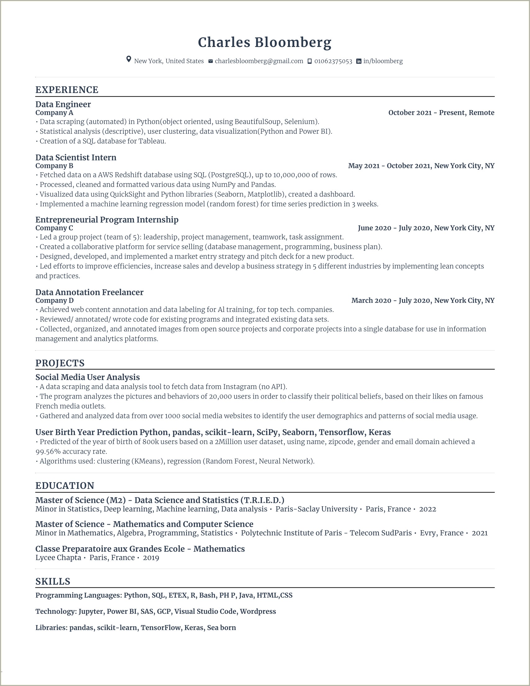 Ats Disney Resume Template Skills Sales