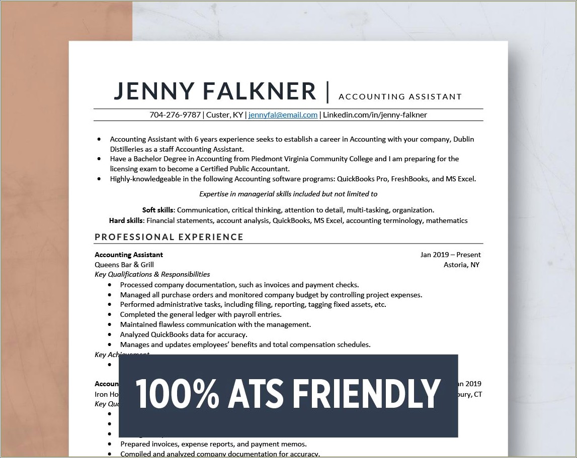 Ats Friendly Resume Format Word Template