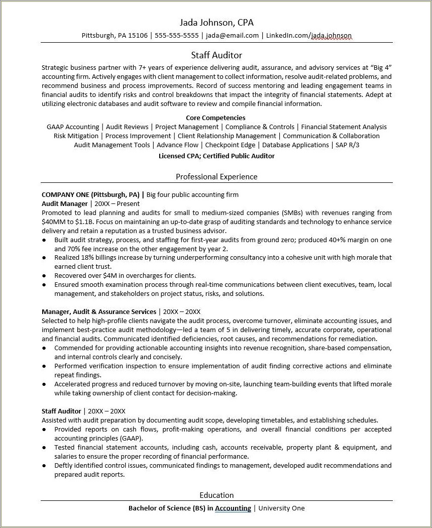 Audit Intern Job Skills For Resume