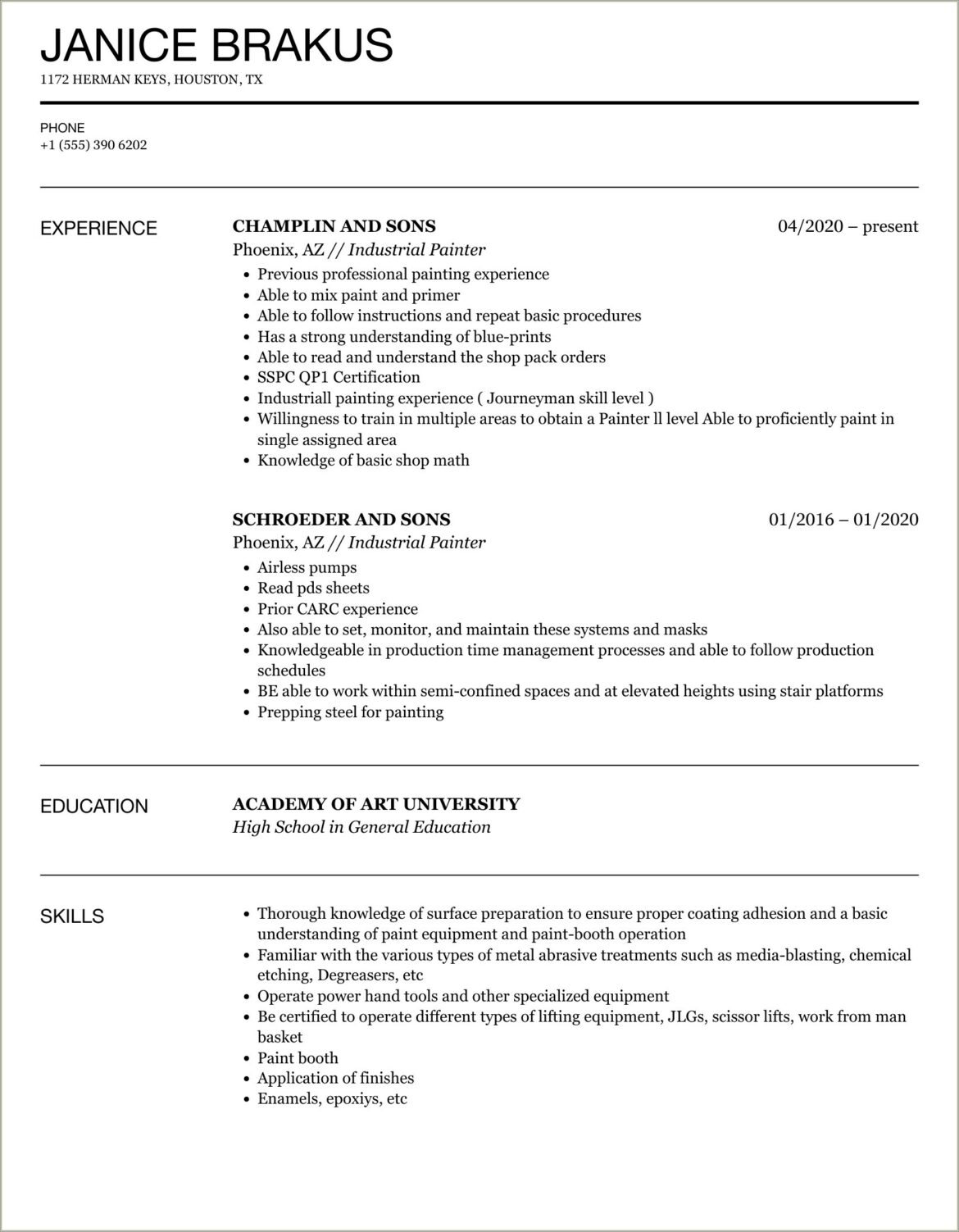 Auto Body Prep Painter Job Description Resume