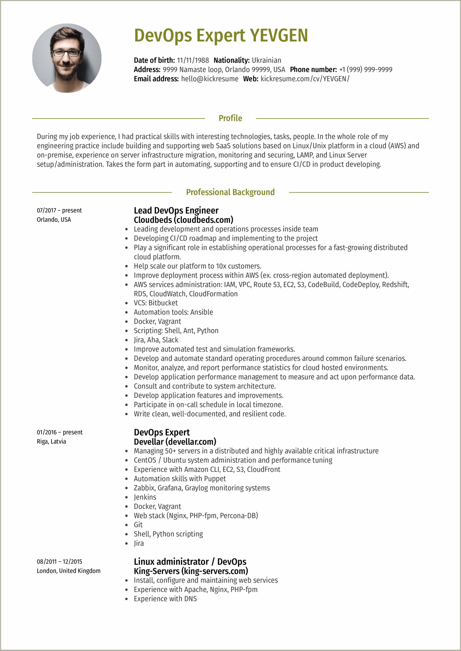 Aws Resume For 2 Years Experience