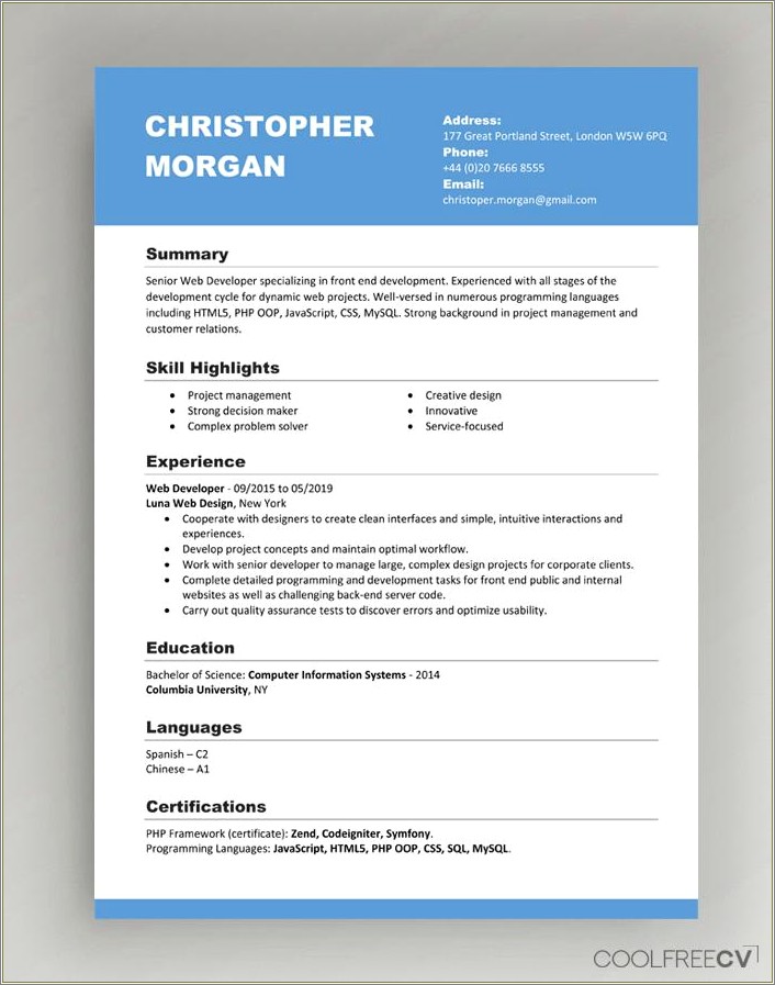 B E Resume Format Free Download