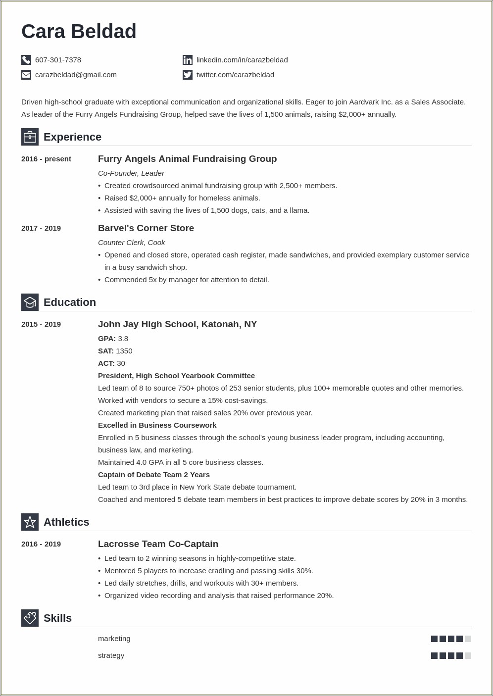 Background On Resume For High School Student