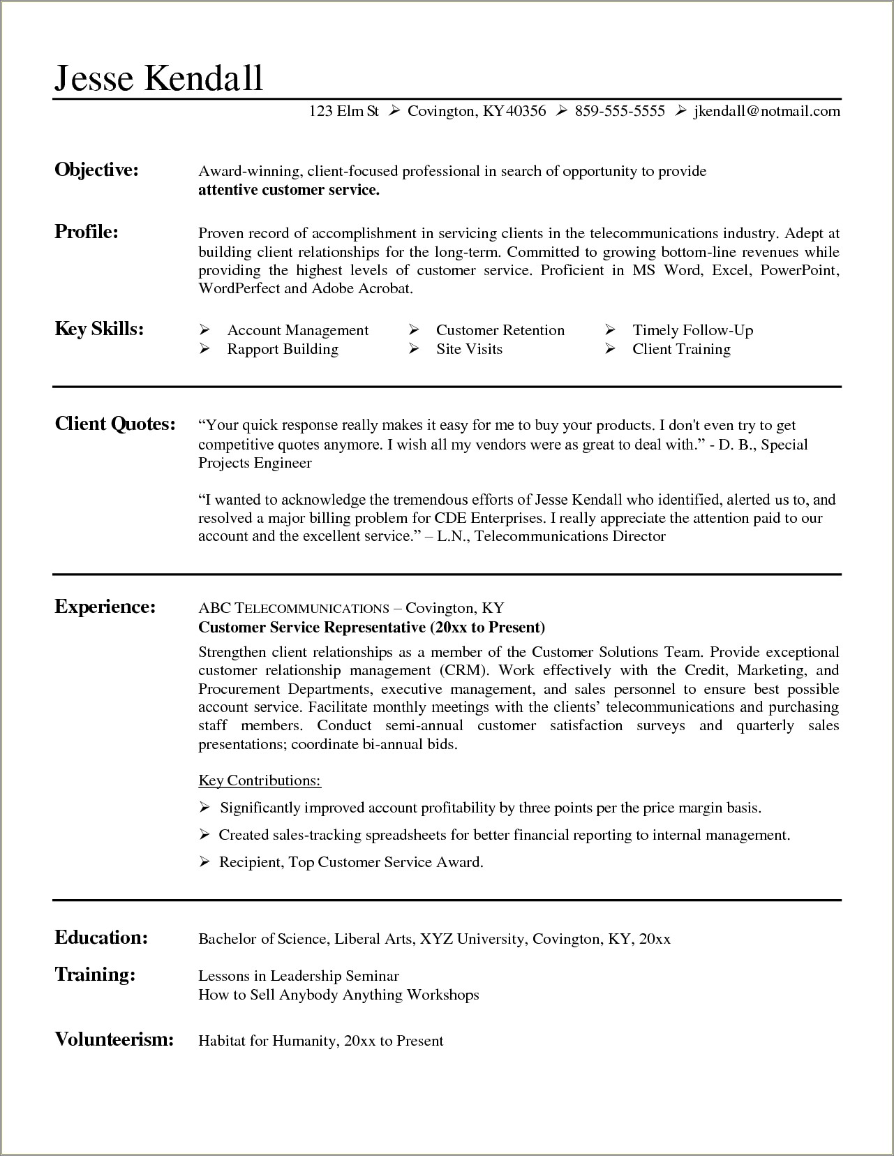 Bank Customer Service Representative Resume Skills