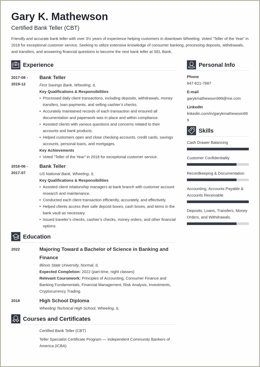 Bank Resume Objective With No Experience