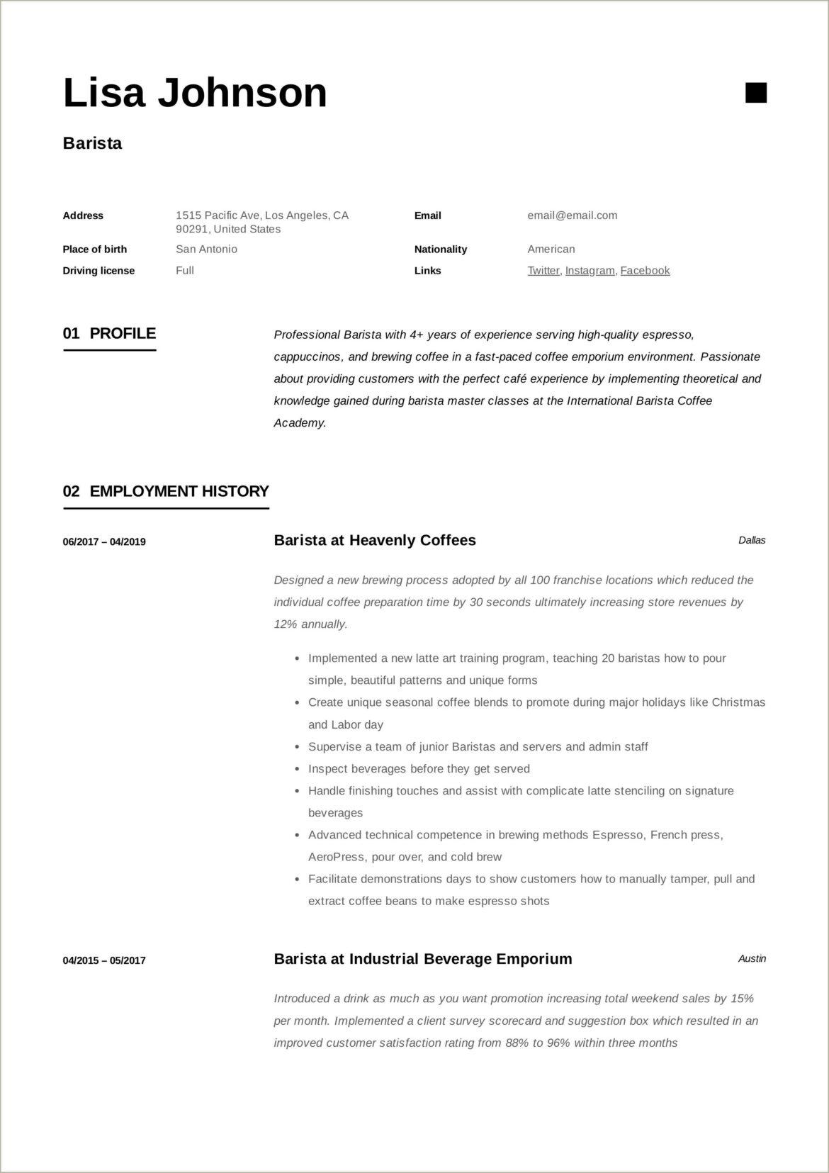 Barista Resume Sample Tips And Writing Advice Resumeokresumeok