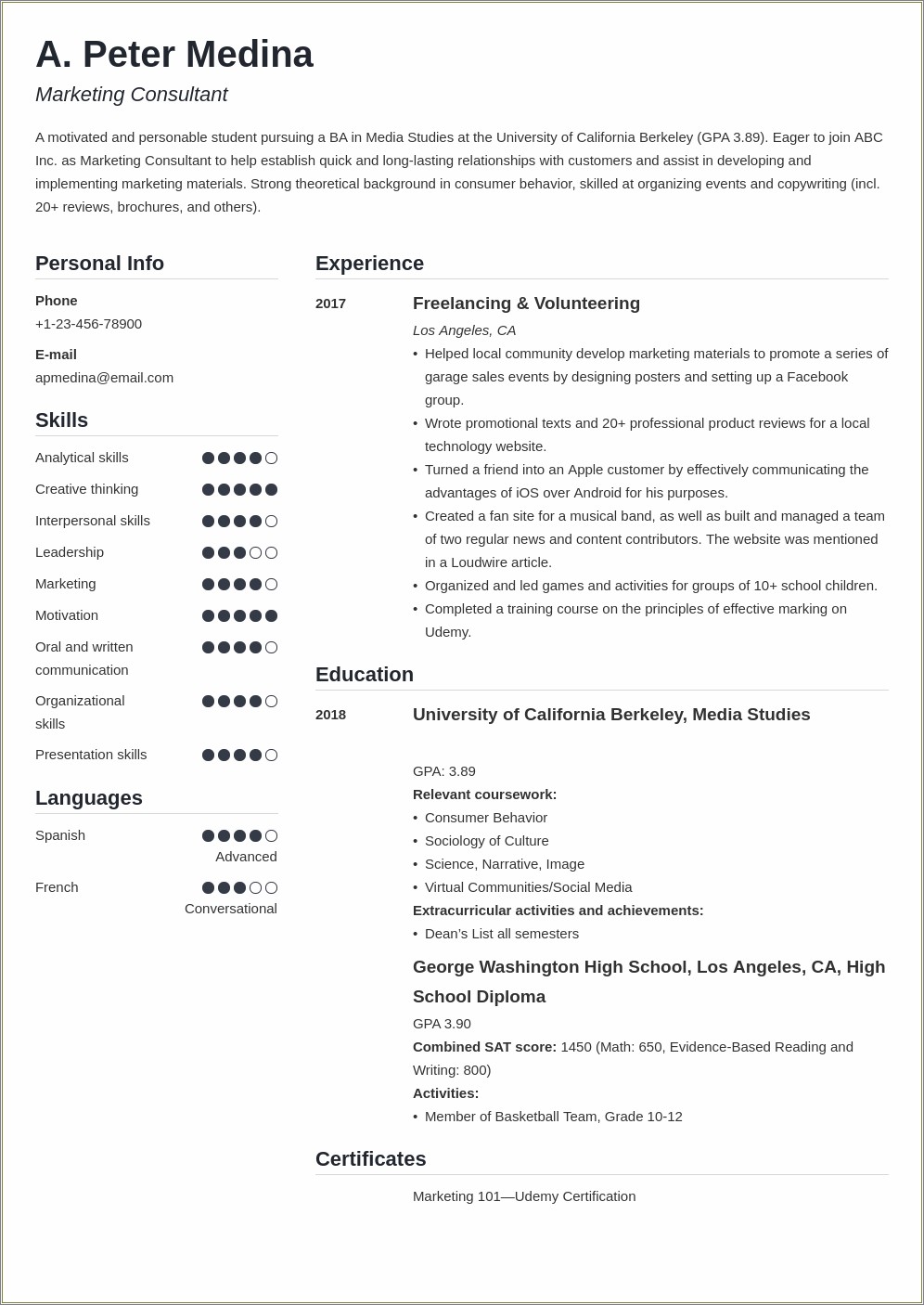 Basic Resume Template For No Job Experience