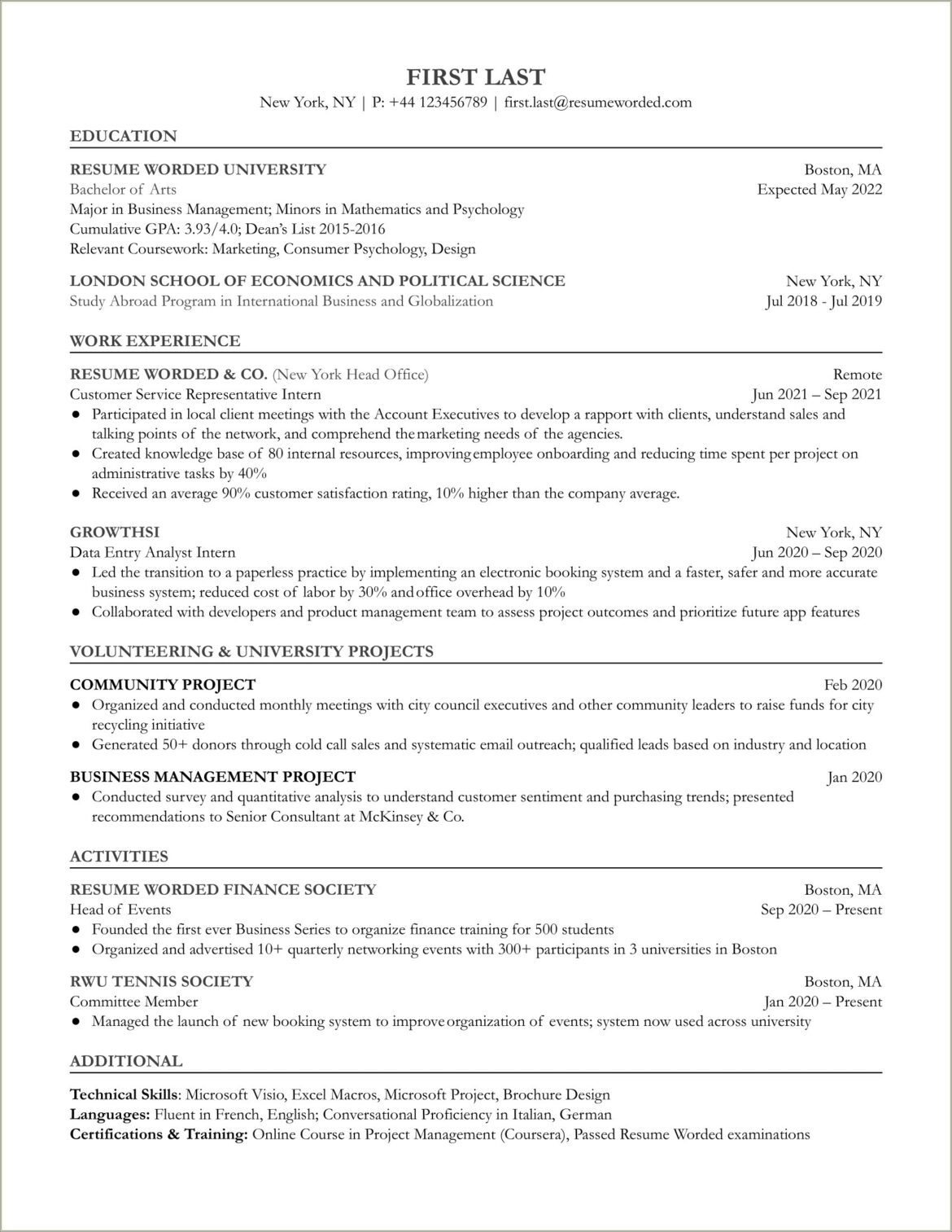 Beginner Basic Sample Resume Customer Service