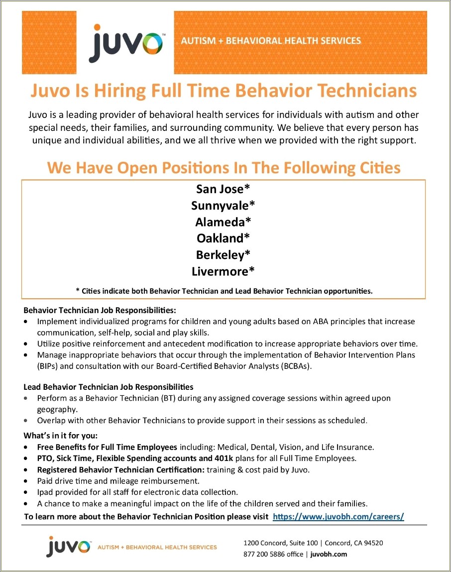 Behavioral Technician Resume Objective Maxim Healthcare