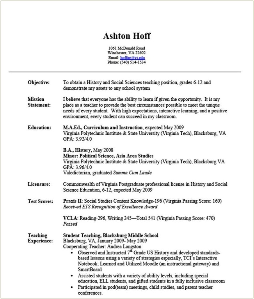 Being A Teacher With No Experience Resume