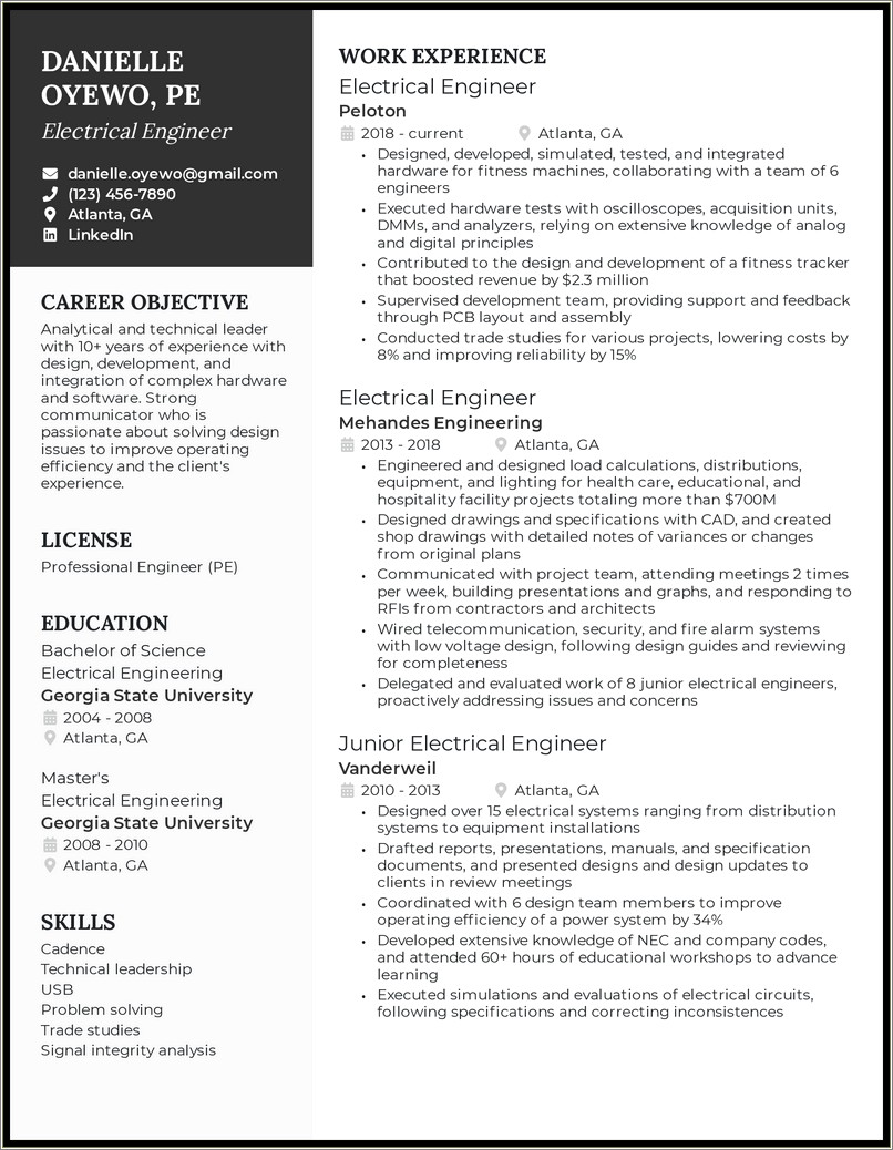 Best Career Objective For Resume For Electrical Engineer