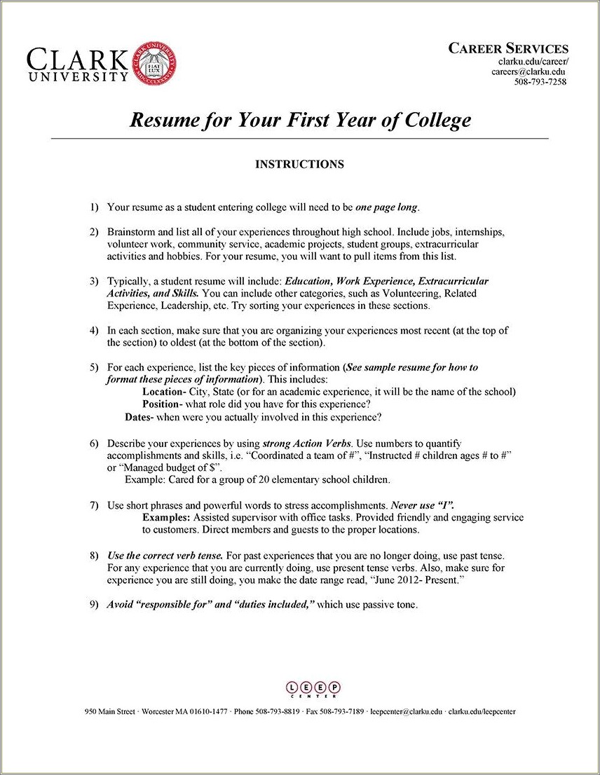 Best College Resume You've Seen