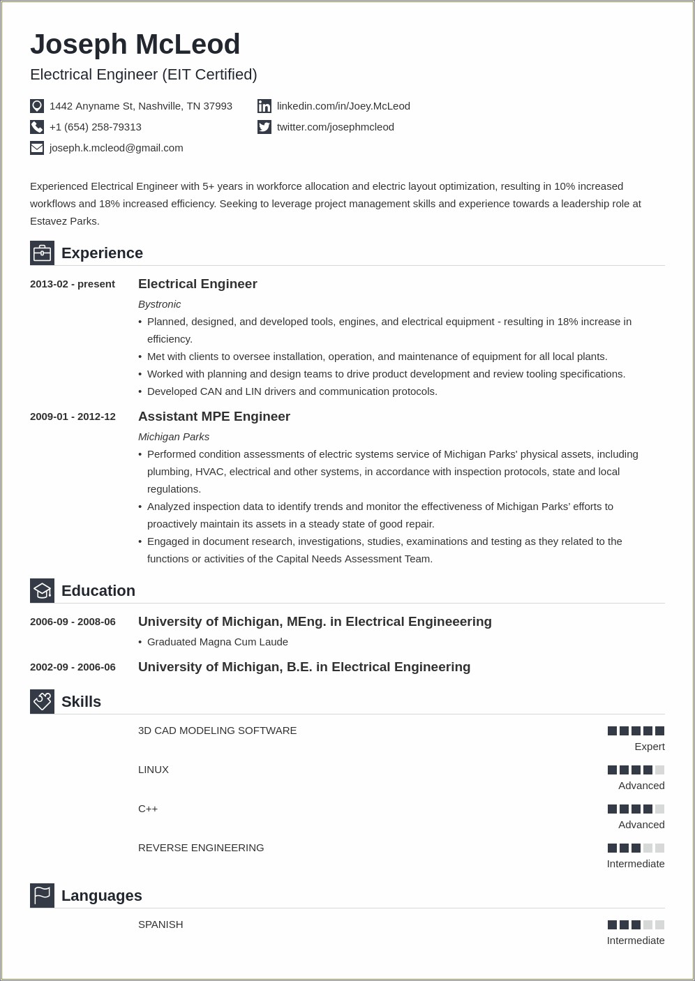 Best Entry Level Electrical Engineering Resume