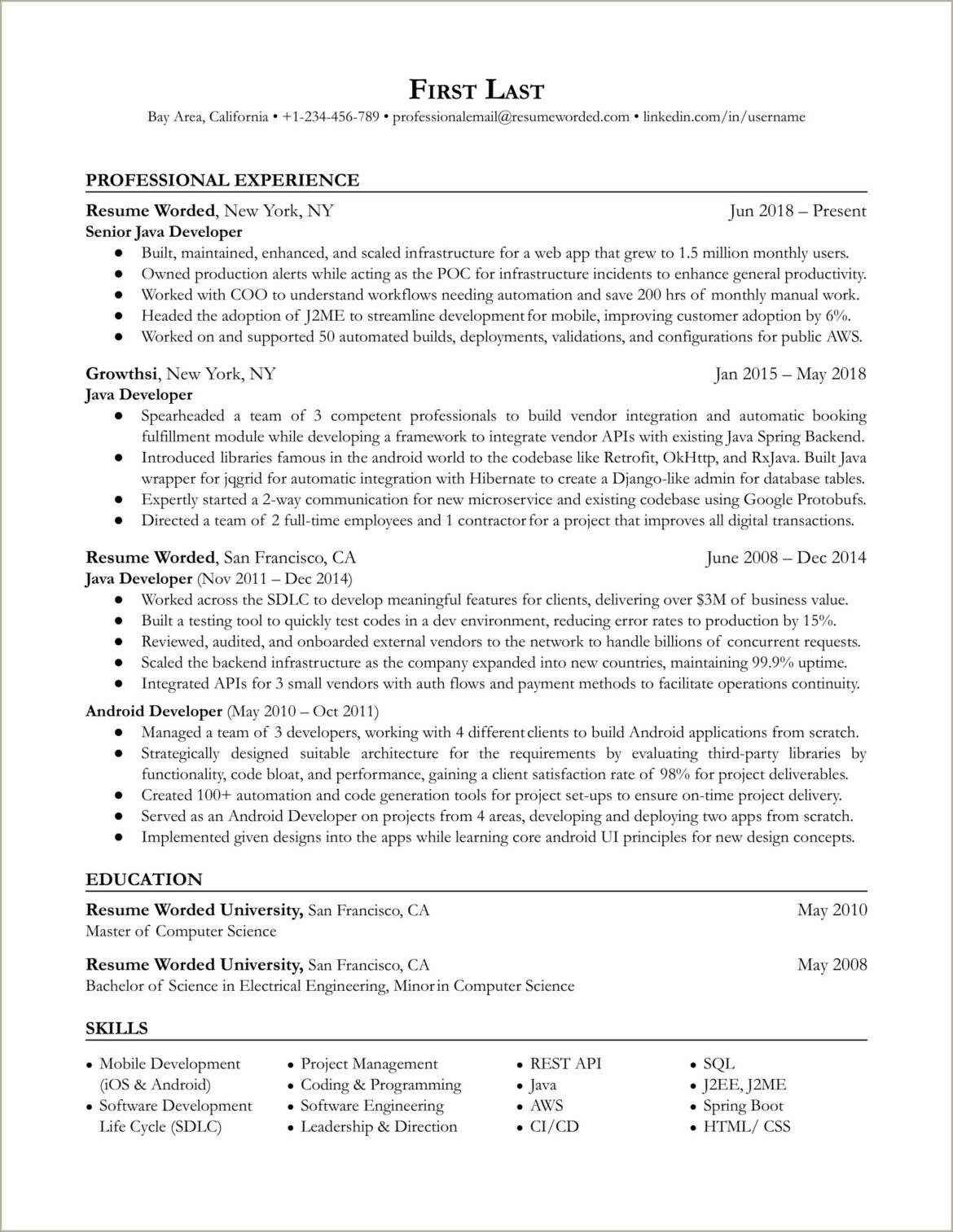 Best Entry Level Resume For Java Developer