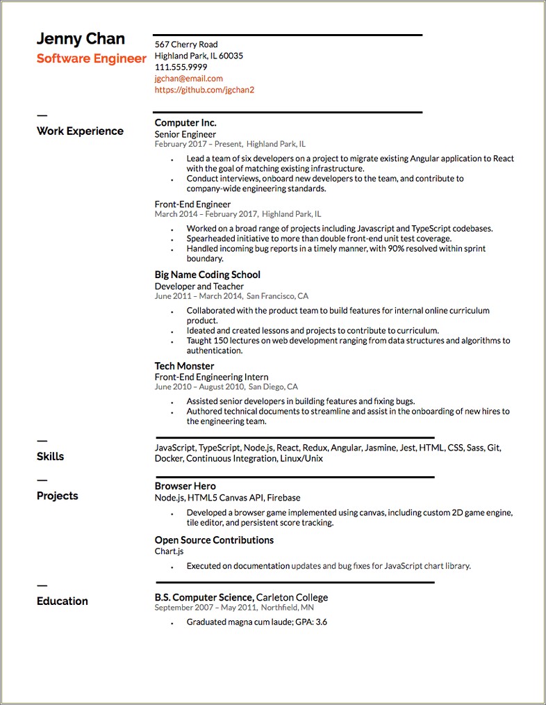 Best Example Of A Good Resume