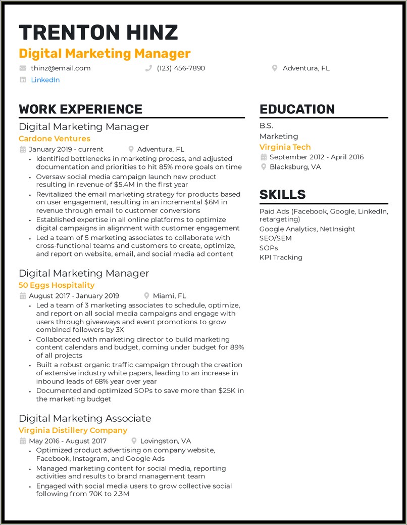 Best Font For A Marketing Resume