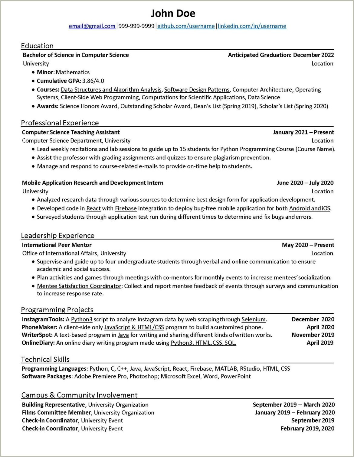 Best Font For Computer Science Resume