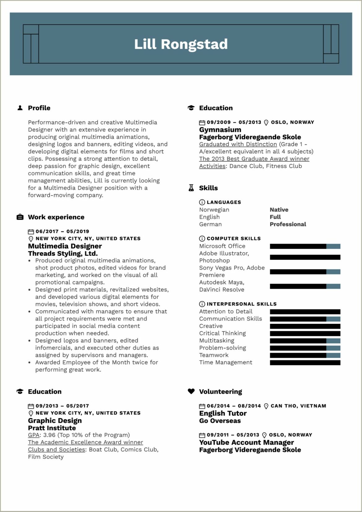 Best Font For Graphic Design Resume