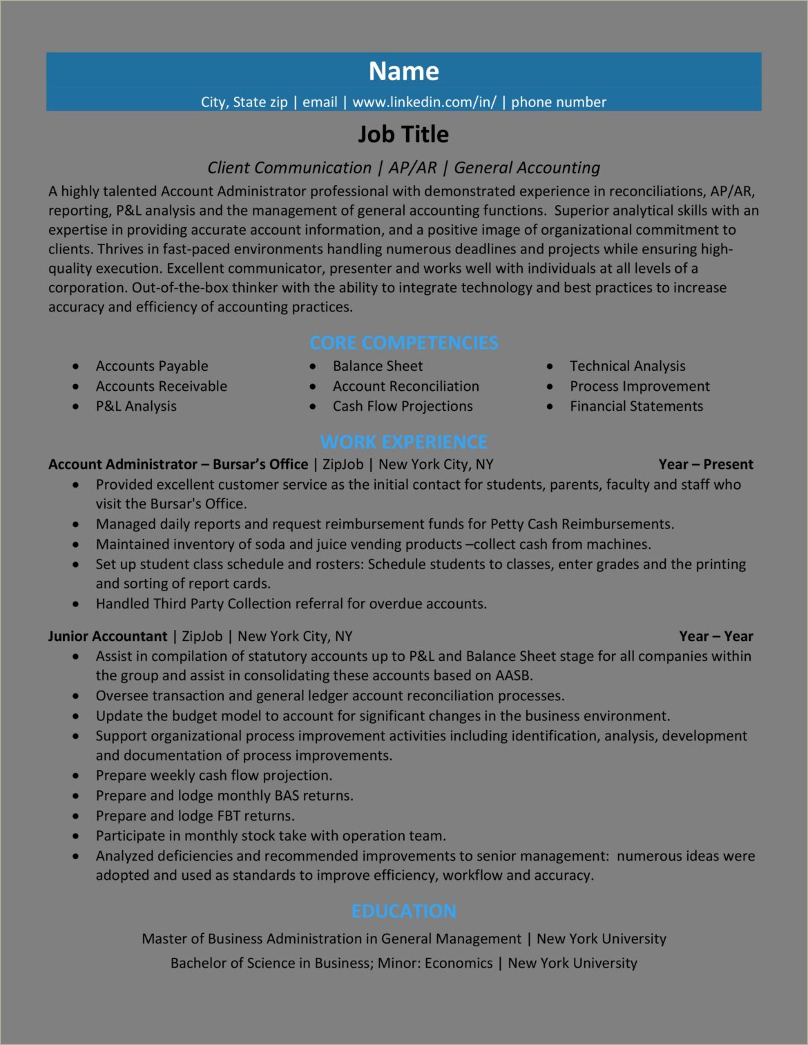 Best Font Size For Resume Header