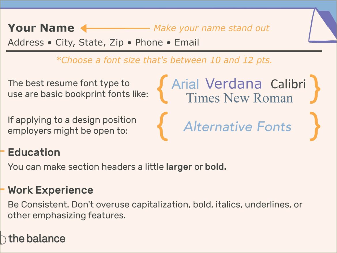 Best Font Size For Resume Name