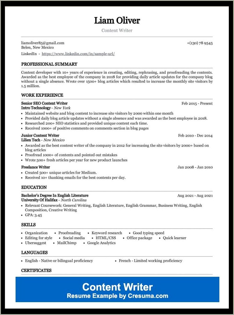 Best Font To Write A It Resume