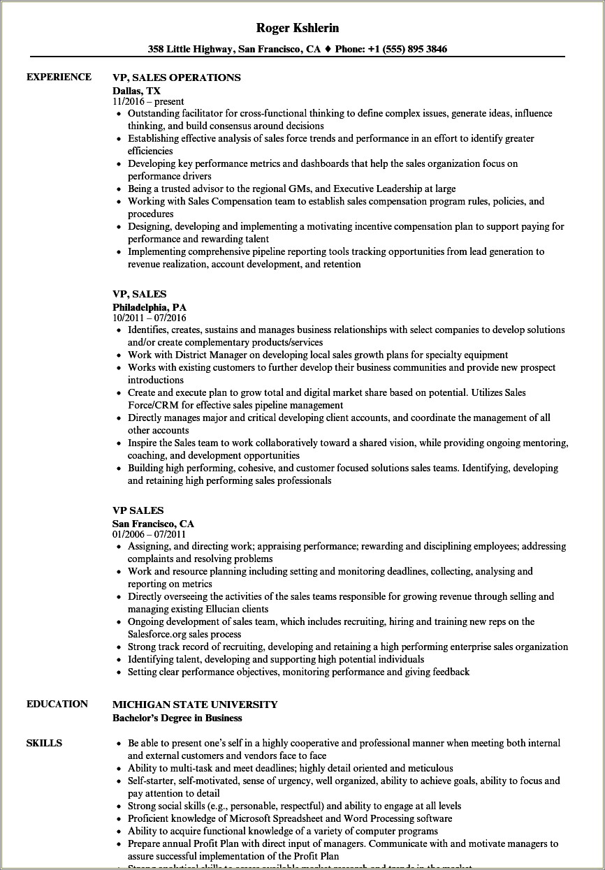 Best Format For A Resume Vp