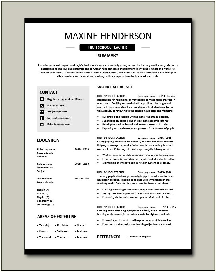 Best Format For High School Resume