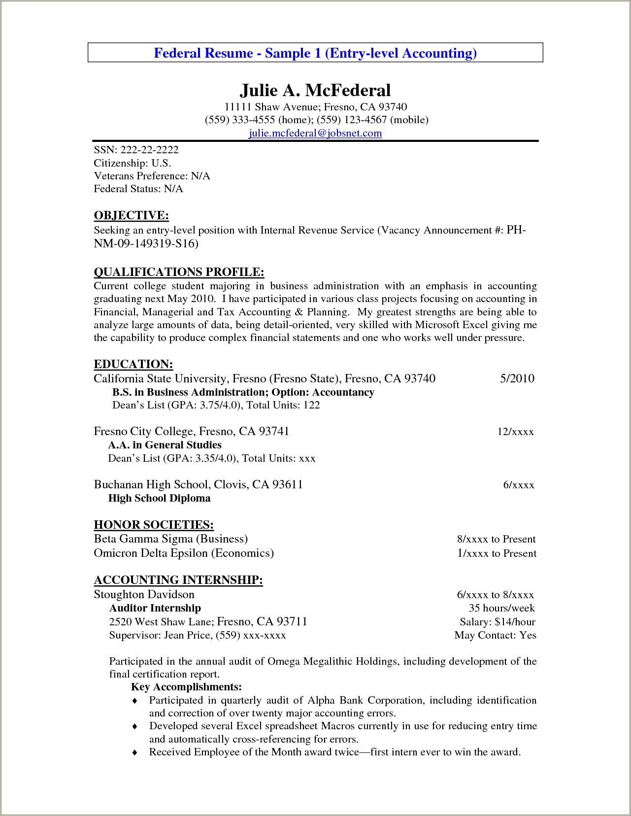 Best Format Of Resume For Accountant
