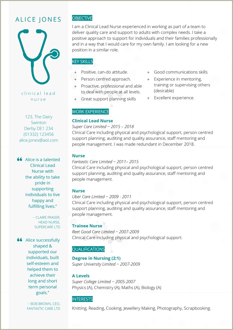 Best Free Resume Templates For Healthcare