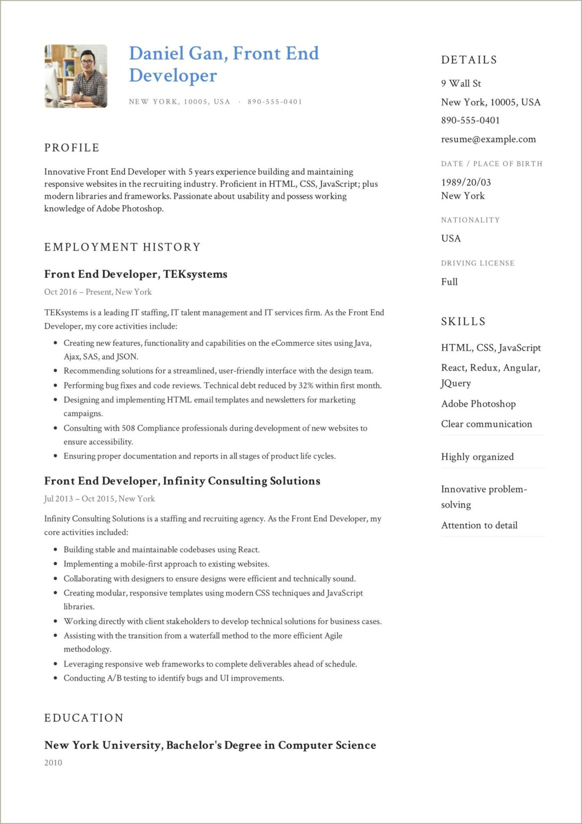 Best Front End Developer Resume Templates