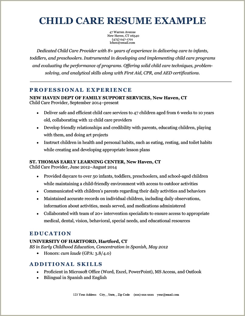 Best High School Resume Baby Sitter Resume