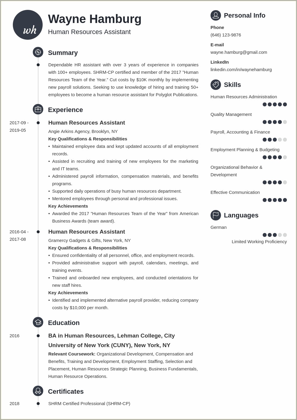 Best Hr Assistant Resume Sample With Numbers Acheived
