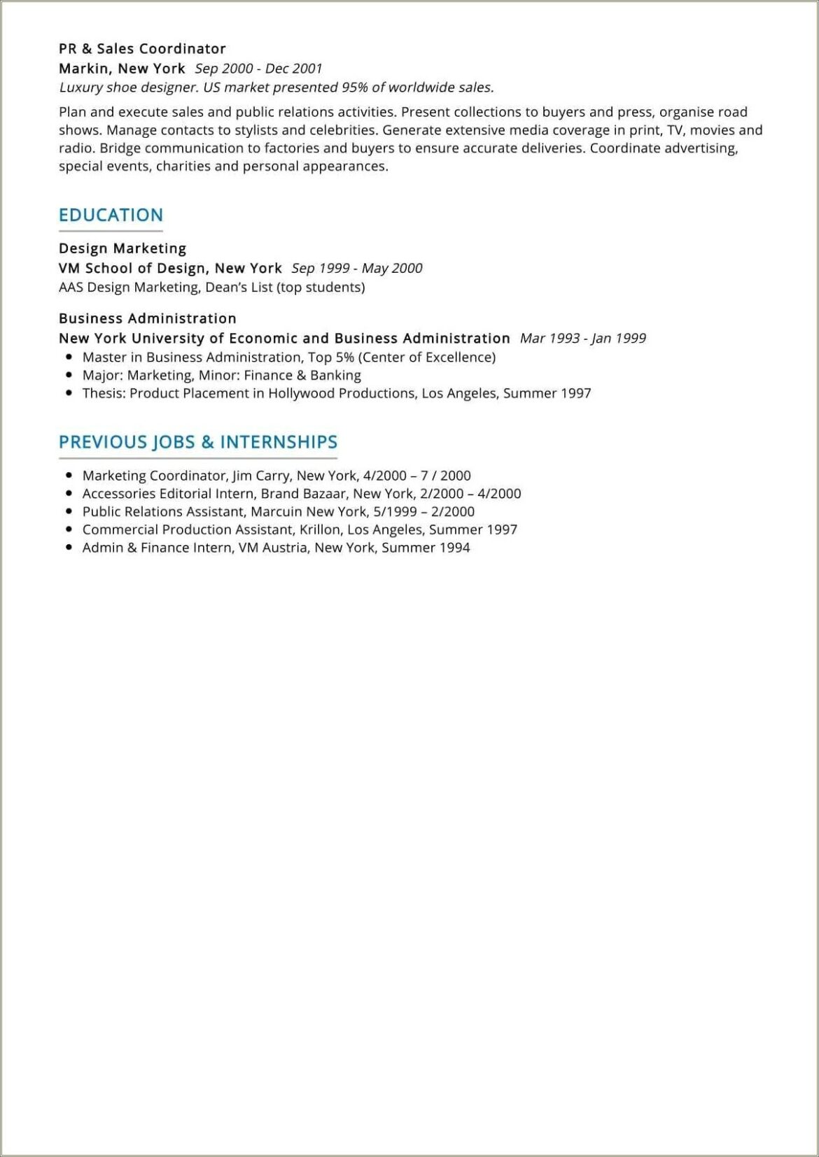 Best In Class Brand Marketing Resume