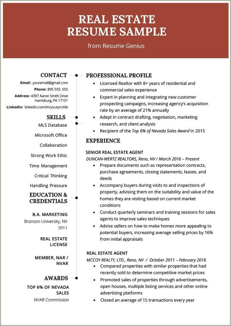 Best Job Objective For A Real Estate Resume
