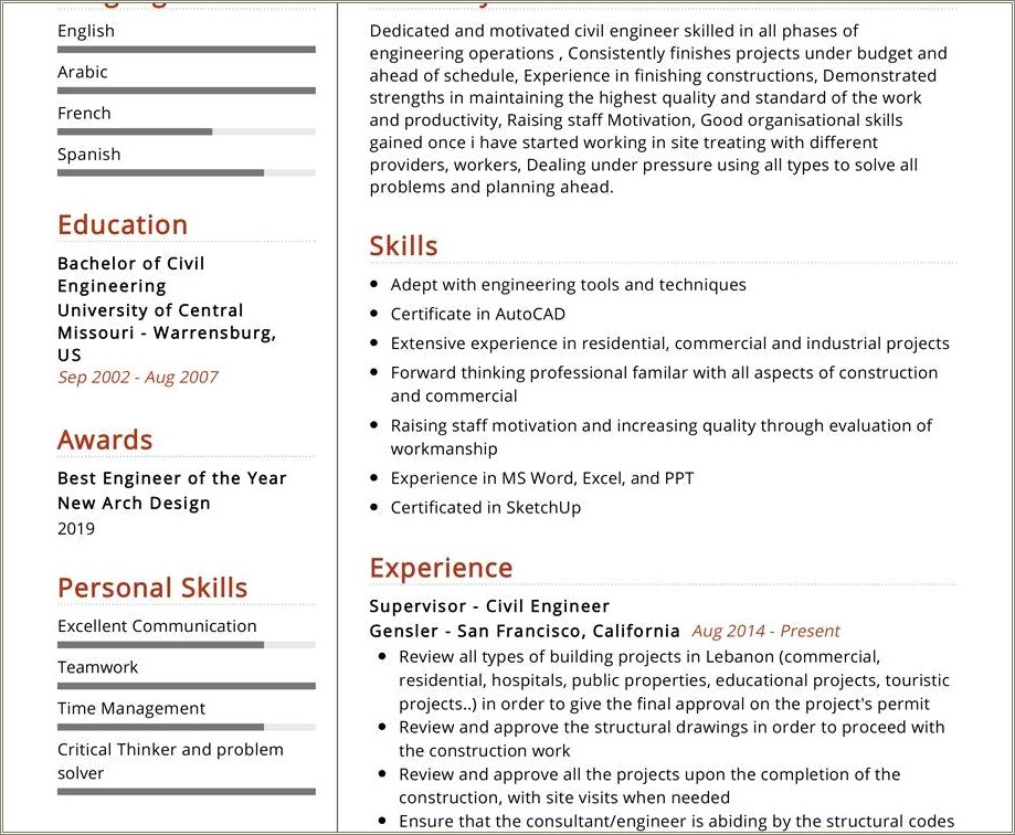 Best Keywords For Civil Engineer Resume