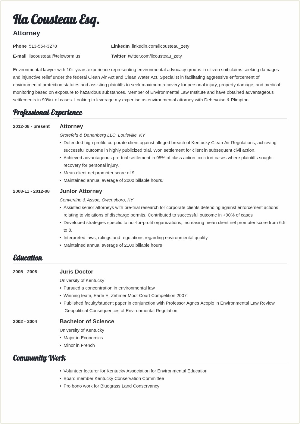 Best Legal Resume For Tech Companies
