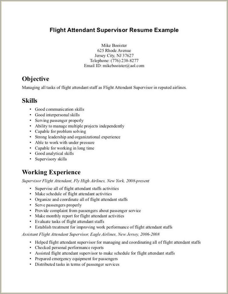 Best Objective For Cabin Crew Resume