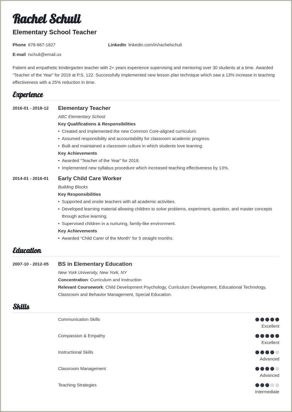 Best Objective For Early Childhood Education Resume