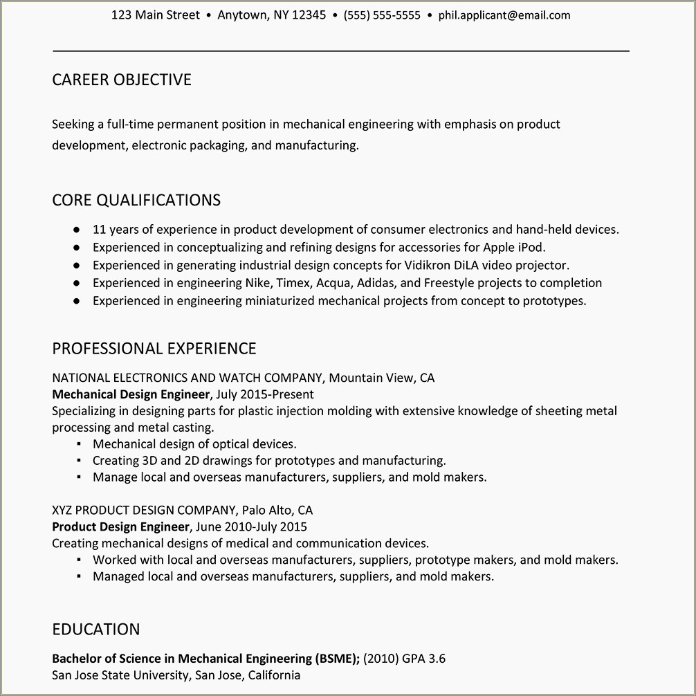 Best Objective For Resume For Experienced Engineers