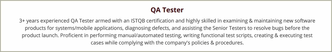 Best Objective For Testing Resume